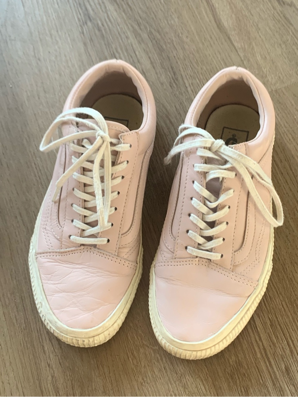 Pink Leather Vans Lace Up Shoes Sneaker Women’s Size 7.5